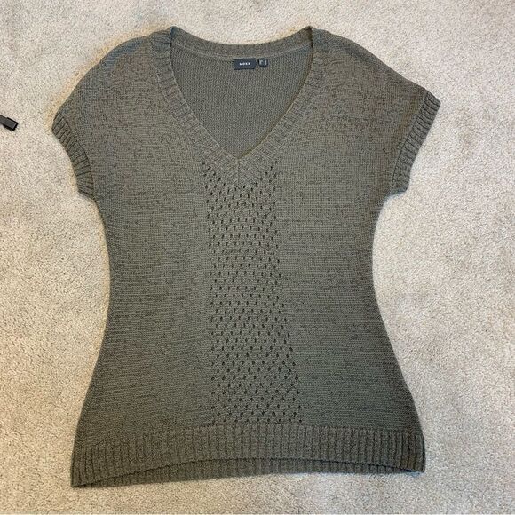 Mexx khaki short sleeve V-neck knit sweater Sz M - Picture 6 of 11